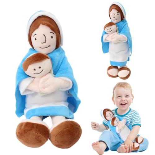 Piashow Jungfrau Maria Mit Jesus-Puppe, 32 cm großes Jesus-Plüschtier, klassisches Erlöser, kann Stehen oder sitzen, Jesus-Figur für Kinder, Damen, Herren, Partyzubehör, Ostergeschenke (02) von Piashow