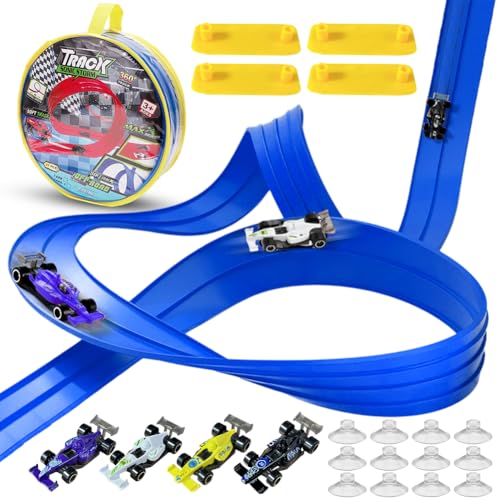 Rennbahn Kinder ab 3 Jahre, Autorennbahn 4,5 Meters mit 4 Leichtmetallfahrzeuge, DIY Auto Spielzeug für Jungen und Mädchen Rennbahn Kinder ab 3 Jahre, Autorennbahn 4,5 Meters mit 4 Leichtmetallfahrzeuge, DIY Auto Spielzeug für Jungen und Mädchen von Piashow