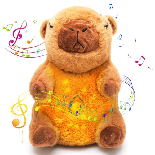 Schlummer Capybara Kuscheltier, Capybara Plüschtier mit Herzschlag und Musik, Baby Geschenke Spielzeug Einschlafhilfe Beruhigender, Atmendes Kuscheltier von Piashow