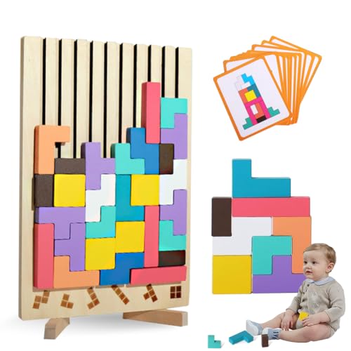 Tetris, Holz Stapelspiel Tetris, Montessori-Spiele Holzpuzzle Jigsaw 3D-Puzzle für Kinder 3 4 5 6 Jahre Tetris, Holz Stapelspiel Tetris, Montessori-Spiele Holzpuzzle Jigsaw 3D-Puzzle für Kinder 3 4 5 6 Jahre von Piashow