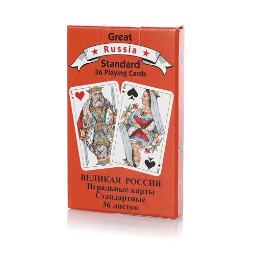 Piatnik Great Russia Standard – 36 Spielkarten im russischen Design, Bube Dame König illustriert, Ass mit „T“ gekennzeichnet, ideal für Durak, Skat, Jass u.v.m. Piatnik Great Russia Standard – 36 Spielkarten im russischen Design, Bube Dame König illustriert, Ass mit „T“ gekennzeichnet, ideal für Durak, Skat, Jass u.v.m. von Piatnik Vienna