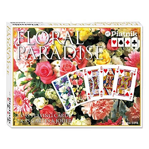 Piatnik 2298 - Kartenspiel "Blumenparadies", 2 x 55 Blatt, rosa von Piatnik