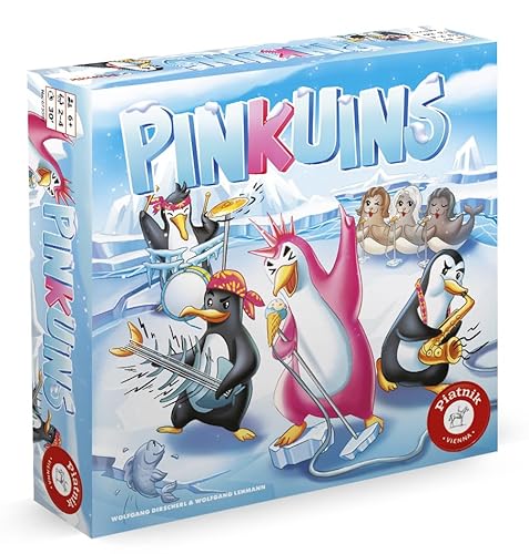 Pinkuins - Bühne frei für die Rockband im Schnee! Das Plättchen-Ablegespiel rund um die Show der rockigen Pinguine. von Piatnik