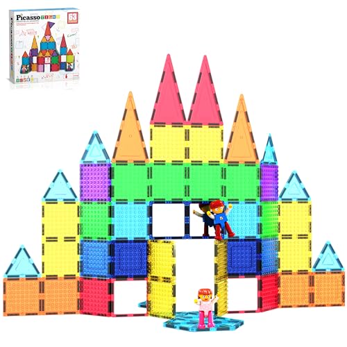 PicassoTiles, 63-teiliges magnetisches Baustein-Set mit 2 Charakterfiguren, Konstruktions- und Stapelspielzeug, STEM-3D-Spielzeugset, kreatives Lernset, Magnet-Montessori-Spielset, ab 3 Jahren PicassoTiles, 63-teiliges magnetisches Baustein-Set mit 2 Charakterfiguren, Konstruktions- und Stapelspielzeug, STEM-3D-Spielzeugset, kreatives Lernset, Magnet-Montessori-Spielset, ab 3 Jahren von PicassoTiles
