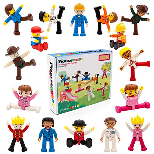 PicassoTiles 16 Piece Character Action Figures Toddler Toy Set Expansion Variety Pack Magnet Education Construction Blocks STEM Learning Kit Pretend Play Toys for Magnetic Building Block Tiles PTA08 von PicassoTiles