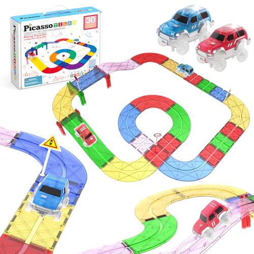 PicassoTiles 30-teiliges Rennauto-Track-Baustein Lernspielzeug-Set Magnetfliesen Magnet DIY-Spielset 2 Race-Car-Trucks Spielzeug STEM Learning Baukasten Hand-Auge-Koordination Feinmotorik PicassoTiles 30-teiliges Rennauto-Track-Baustein Lernspielzeug-Set Magnetfliesen Magnet DIY-Spielset 2 Race-Car-Trucks Spielzeug STEM Learning Baukasten Hand-Auge-Koordination Feinmotorik von PicassoTiles