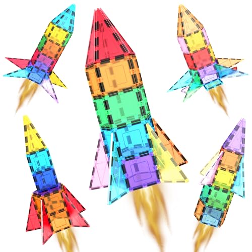 PicassoTiles 32 Stück Magnetisch Building Block Rocket Booster Thema Set Magnet Konstruktion Spielzeug Lernset STEM Learning Playset Child Brain Development Stacking von PicassoTiles