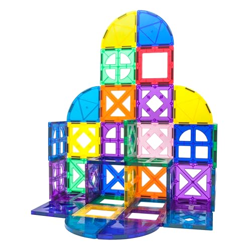 PicassoTiles 36 Stück magnetischer Baustein Viertelrund und Fenster Set Magnet Bauspielzeug Lernset Engineering STEM Lernset Kinder Gehirn Entwicklung Stapeln Blöcke Spielbretter von PicassoTiles