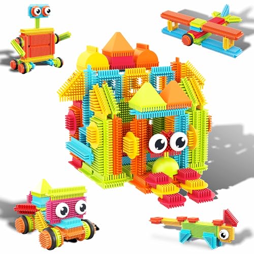 PicassoTiles Igel-Block-Fliesen-Spielzeug Baustein stapelbar ineinandergreifende Zähne Konstruktion sensorische Geschenke STEM-Lernborsten-Spielset Kinder Kleinkinder ab 3 Jahren 120 Teile von PicassoTiles