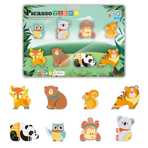 PicassoTiles Magnet Tile Building Blocks 8 Magnets Forest Animal Action Figures Compatible Magnetic Accessory Tiles Construction Toy Set STEM Educational Learning Toddler Girls Boys Ages 3+ PTA26 PicassoTiles Magnet Tile Building Blocks 8 Magnets Forest Animal Action Figures Compatible Magnetic Accessory Tiles Construction Toy Set STEM Educational Learning Toddler Girls Boys Ages 3+ PTA26 von PicassoTiles