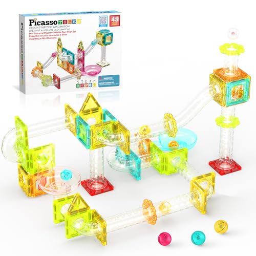 PicassoTiles Magnet Tiles Building Block Travel Size Magnetic Marble Run Construction Toy Set Mini Diamond Marble Racetrack Building Blocks Playset Education STEM Learning Kit Boy Girl 3+ PTMG45 PicassoTiles Magnet Tiles Building Block Travel Size Magnetic Marble Run Construction Toy Set Mini Diamond Marble Racetrack Building Blocks Playset Education STEM Learning Kit Boy Girl 3+ PTMG45 von PicassoTiles