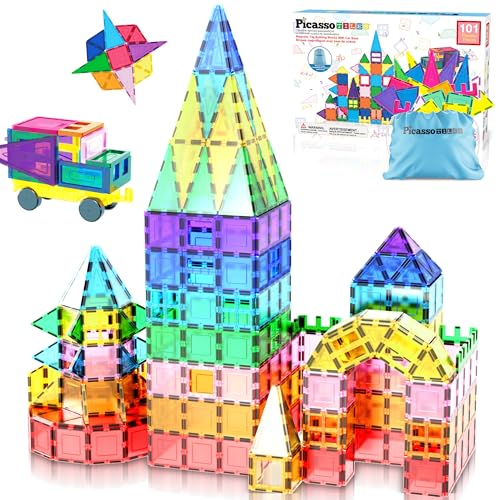 PicassoTiles Magnetische Bausteine mit Autosockel, Kordelzug, Tragetasche zur Spielzeugaufbewahrung, magnetisierter Block für Kinder, Magnetspielzeugset STEM, ab 3 Jahren, PC101, 101-teilig PicassoTiles Magnetische Bausteine mit Autosockel, Kordelzug, Tragetasche zur Spielzeugaufbewahrung, magnetisierter Block für Kinder, Magnetspielzeugset STEM, ab 3 Jahren, PC101, 101-teilig von PicassoTiles