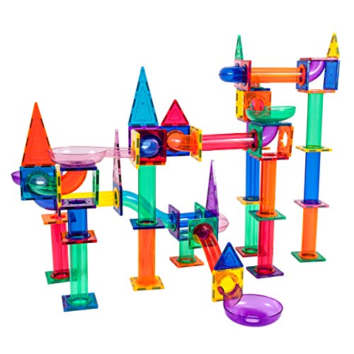 PicassoTiles Marble Run 150-teiliges Magnetfliesen-Rennstrecken-Spielzeugspielset STEM Bauen & Lernen Pädagogischer Magnet Baukasten Kinder Gehirn Entwicklungsspielzeug Jungen Mädchen Alter 3+ Jahre von PicassoTiles