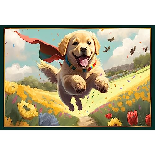 Piece of Mind Welpenheld Puzzle 1000 Teile - 50x70cm Golden Retriever Welpe in Blumenfeld - Puzzle Hunde, Puzzle Hund, Hunde Puzzle 1000 Teile, Geschenk für Hundebesitzer & Hunde Liebhaber von Generic