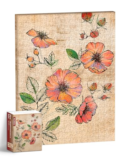 PieceRelax Wandbilder Puzzle für Erwachsene Retro Wild Rose [HN1301], Wanddeko für Wohnzimmer, Perfekt für Geburtstags, 366 Teile von PieceRelax