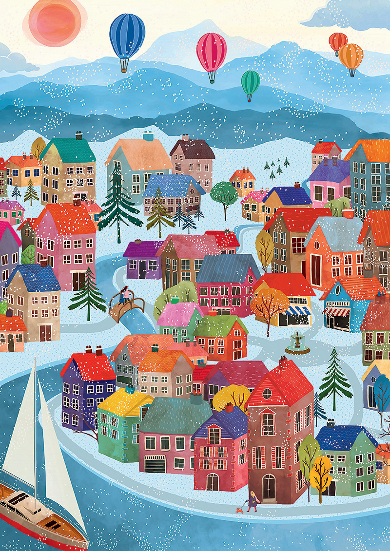 Pieces & Peace Winterdorf 500 Teile Puzzle Pieces-and-Peace-0126 von Pieces & Peace