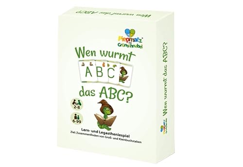 Piepmatz und Grünschnabel Wen WURMT DAS ABC? | Alphabet lernen und üben | mit Groß- und Kleinbuchstaben | Konzentrationsspiel für Kinder | für 2-8 Spieler ab 6 Jahren von Piepmatz und Grünschnabel