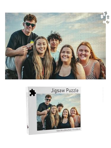 PiercingJak Fotopuzzle 1000 Teile mit Ihrem eigenen Bild 75x50cm Personalisiertes Puzzle mit Foto Schachtel, Individuelle Geschenke für Freunde Partner Familie von PiercingJak