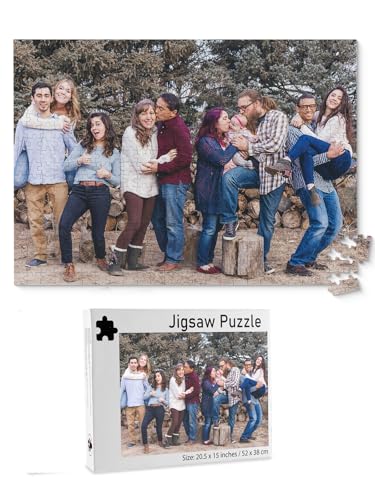 PiercingJak Fotopuzzle 500 Teile mit Ihrem eigenen Bild 52x38cm Personalisiertes Puzzle mit Foto Schachtel, Individuelle Geschenke für Freunde Partner Familie von PiercingJak