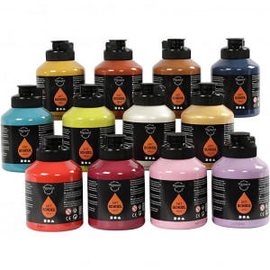 Acrylfarbe, Mattglänzend, Zusätzliche Farben, 12x500ml/ 1 Pck von Pigment Art School