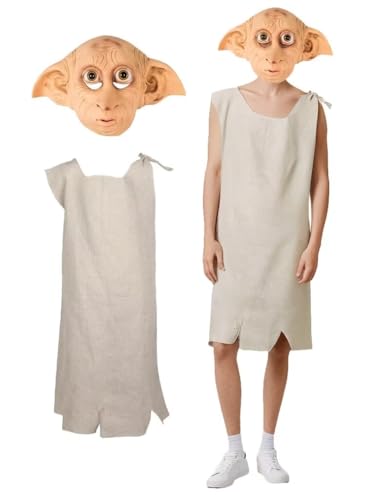 Pigmiss Dobby-Kostüm, Halloween, Maskerade, Party, realistische Elfe, Cosplay, Maske, Erwachsene, Helles Braun, L von Pigmiss