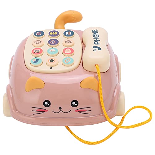 Pilipane 16 Verschiedene Funktionen Telefon Auto Babywagen, niedliche Kinder Handy Spielzeug, zweisprachig Chinesisch und Englisch Szene Simulation Wetter Wettererkennung Analoges Telefon (Rosa) von Pilipane