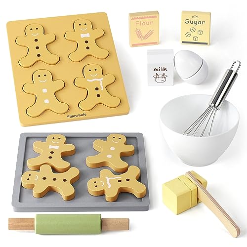 Pillowhale Holz Küche Spielzeug Kekse Backen Set Holz Kekse Maker Spielzeug Kinder Spielen Küche Zubehör Pretend Spielen Schneiden und Backen Geschenke für Jungen Mädchen Pillowhale Holz Küche Spielzeug Kekse Backen Set Holz Kekse Maker Spielzeug Kinder Spielen Küche Zubehör Pretend Spielen Schneiden und Backen Geschenke für Jungen Mädchen von Pillowhale