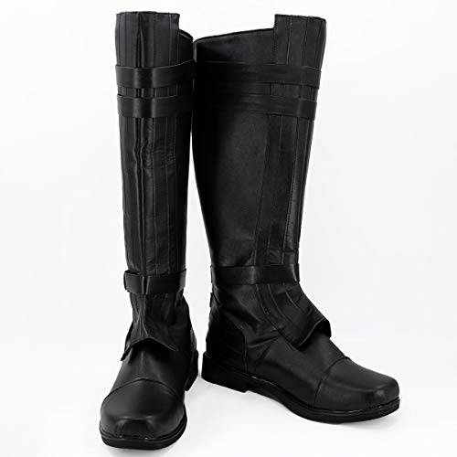 PinLian Herren Anakin Skywalker Cosplay Schwarze Stiefel Stiefelette Halloween Schuhe Kostüm (UK 7) von PinLian