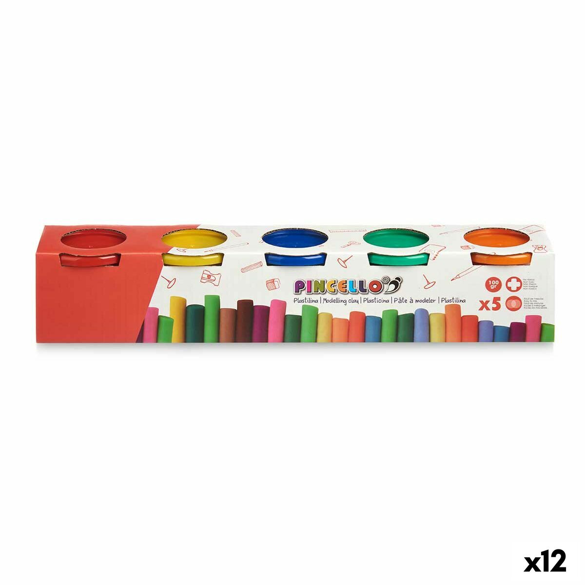 Modeling Clay Game Pincello 503 Yellow Blue Red Green Orange (12 Einheiten) von Pincello