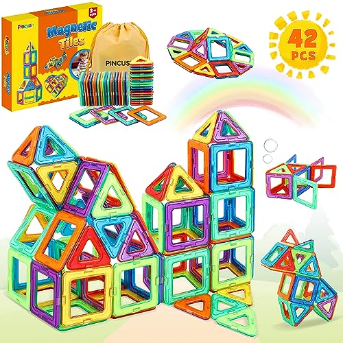 Pincush Magnetische Bausteine Teile, Magnetspielzeug Magneten Kinder Magnet Montessori Spielzeug Magnetspiele für Kinder Geschenk ab 3 4 5 6 7 8 Jahre Junge Mädchen von Pincush