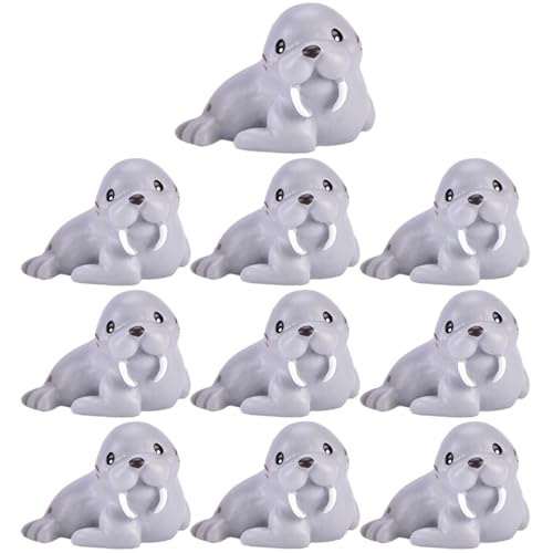 10pcs Walross Spielzeug, Sea Walrus Figuren Tierstatue, Wasserspielzeug für Wasserspielzeuge Fischkollektion Spielzeug Synthetische Harz -Seespielzeuggeschenk für Familie, Freund und Kollegen, Tierst von Pineeseatile