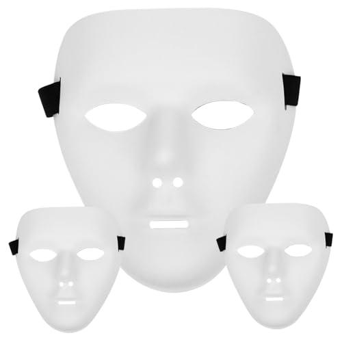 3 PCs Halloween Mask Full Face 7.7x6.5 in White Mask für Männer DIY leere Maskerade -Klartext für neuartige Kostüm, Cosplay -künstlerische Projekte, Theater, Weiße Maske von Pineeseatile