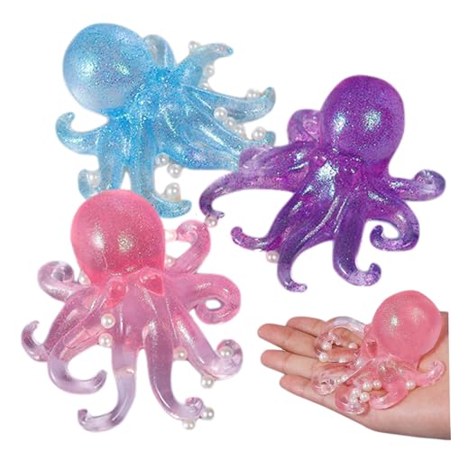 3pcs Squeeze -Spielzeug, Kawaii Octopus Form -Stressspielzeug, sanftes Tintenfisch, Simulation niedliches Stress -Relief -Spielzeug, kreative Geschenke und Bälle für Kinder und Erwachsene, Squeeze von Pineeseatile