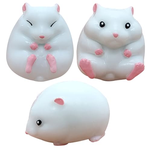 3pcs Stressspielzeug entzückender Hamster in 3 Stilen Süßes Stress -Relief -Spielzeug Weiche Quetschiergummi 2, 4 x 2 Zoll Flüssigkeit Squeeze Spielzeug für Kinder Erwachsene, Relief Toy von Pineeseatile