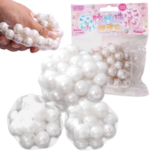 3pcs Traubenstress Ball, Perle Vakuum Stress Relief Toy, formbare Perlen Sensorisches Zappelspielzeug für Kinder und Erwachsene, zufällige Farben, Urlaubspartygeschenk für Erleichterung von Pineeseatile