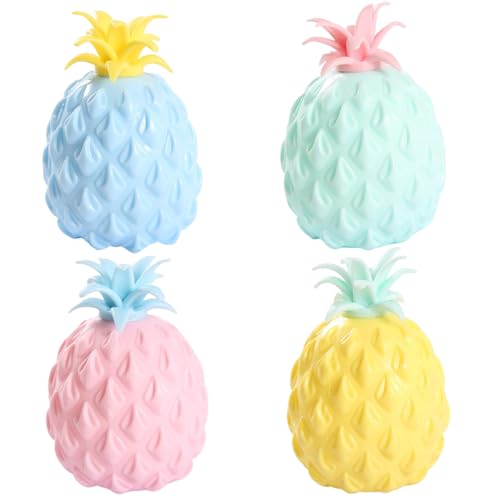 4pcs Ananas Squeeze Ball Süßes Ananas Weiche Squeeze Spielzeug 4x2.3 Belastbare Stressspielzeug Gummi -Stress -Relief -Spielzeug für Kinder Geschenk, Stress Ball von Pineeseatile