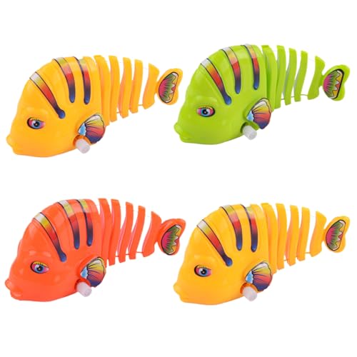 4pcs led up Toys 5.5x3.2x2 Plastik Fischspielzeug lebendiger kreativer Uhrwerk Wackeln Cartoon Fischspielzeug Spaß, interaktiv für Geburtstagsfeier Geschenk, Plastik von Pineeseatile