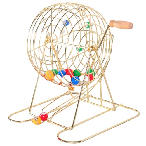 Bingo-Set handgekurreltes Bingo-Spielset enthält 1 Bingo Cage & 50 Bingo Bälle mit lockbarem Metal-Bingo-Spiel mit Folie für Party, jährliches Meeting, Karneval und Bingo-Spiel Set von Pineeseatile