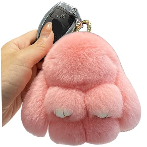 Bunny Keychain Plüsch Bunny Keychain, 5,5 Zoll weiche flauschige Bunny -Schlüsselbund Plüsch, niedlicher Plüsch -Keychain, einfach zu verwendende Stofftier -Schlüsselbund mit Ring für Frauenauto -Han von Pineeseatile