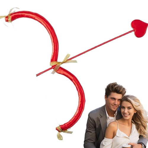 Cupid Bow und Pfeilset 17.72 Zoll Herz Form niedliche Valentinstag Cupid Bow Cupid Kostüm für Cosplay -Weihnachtsfotografie, rotes Amorkostüm von Pineeseatile