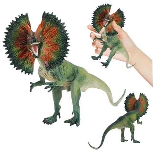 Dinosaurier -Ornament, realistischer PVC -Dilophosaurus, Bildungstierfiguren verbessern die kognitiven Fähigkeiten und fördern die wissenschaftliche Erkundung für Kinder und Sammler, Dinosaurierverzi von Pineeseatile