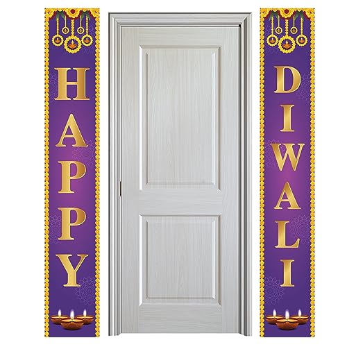 Diwali -Dekorationen Happy Diwali Banner 71 x 12 Zoll Außenporch Happy Diwali Zeichen Indisches Diwali Festival für Lichter Dekor und Vorräte für den Heimstil 1 von Pineeseatile