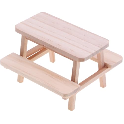 Dollhouse Tisch Holz Miniaturtisch & Stuhl DIY Simulierte Puppe für Puppenhausküche, Esszimmerdekor, Holzmöbel Set von Pineeseatile