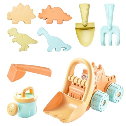 Kleinkind Beach Toys Beach Toys für Kleinkinder 9pcs/Set Kids Sand Toys Sandbox Toys Bildozer Spielzeug, Tierdinosaurier, Schaufel, Bewässerung kann Geschenke für Jungen Mädchen Alter 3+ Fo von Pineeseatile