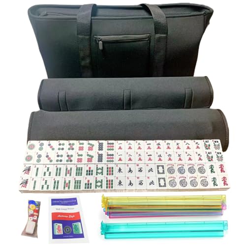 Mahjong -Set tragbarer Klassiker in voller Größe Mahjong Fliesen -Set mit 166 Premium -Fliesen, Black Diving Stofftasche Amerikanisches Mahjong -Set komplett für soziale Versammlungen, Spaß und Reise von Pineeseatile