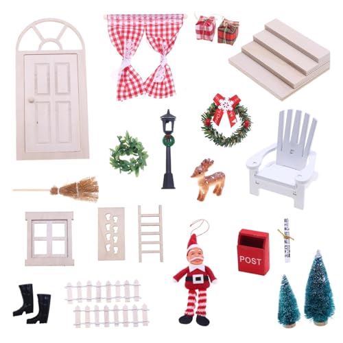 Mini Weihnachtsdekorationen 24PCS Dollhouse Weihnachtsdekorationen Set 1:12 Skala Miniaturpuppenhauszubehör Set dekorative Miniaturszene Kinder tun Spielen Spielzeug für Weihnachtsfeierdekoration von Pineeseatile