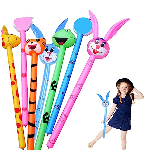 Pineeseatile 10pcs aufblasbare Tierballons PVC Kinder aufblasbare Tiere Stick Lange aufblasbarer Stock lustiger aufblasbarer Geburtstagsfeier Dekor Geschenke (zufällige Farbe und Stil) von Pineeseatile