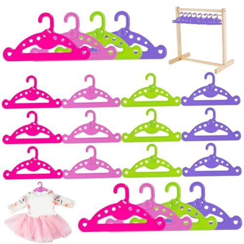 Pineeseatile 20pcs Doll Kleidung Kleiderbügel 5x3 Zoll Plastikpuppenbügel gemischte Farbe Leicht anhaltende Mini-Kleiderbügel für Puppenkleiderkleid-Outfit-Kleid, Mini-Kleiderbügel von Pineeseatile