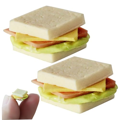 Pineeseatile 2pcs Miniaturpuppenhauszubehör, realistische gefälschte Sandwich -Puppenhaus -Accessoires, exquisites Miniatur -Spielzeug für DIY -Küche Esstisch, 1: 12 -Skaliermöbel von Pineeseatile