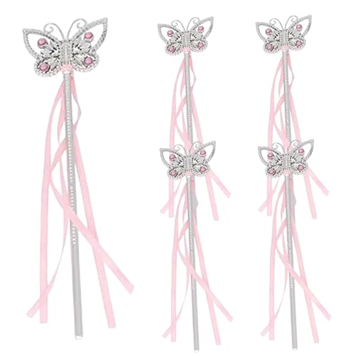 Pineeseatile 5pcs Prinzessin Zauberstab, 13 Zoll Schmetterling König Zepter mit Bibbons Handhelds Scepter Wand Cosplay Accessoires Scepter Requen von Pineeseatile